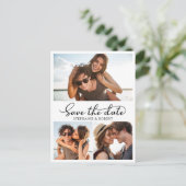 予算の書道3写真コラージュ日付の保存 案内ポストカード (スタンド正面)