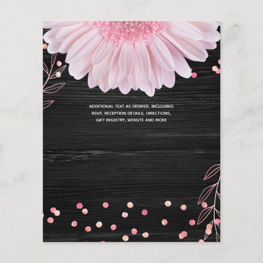 予算の最も低い結婚チラシのピンクブラックデイジー チラシ (裏面)