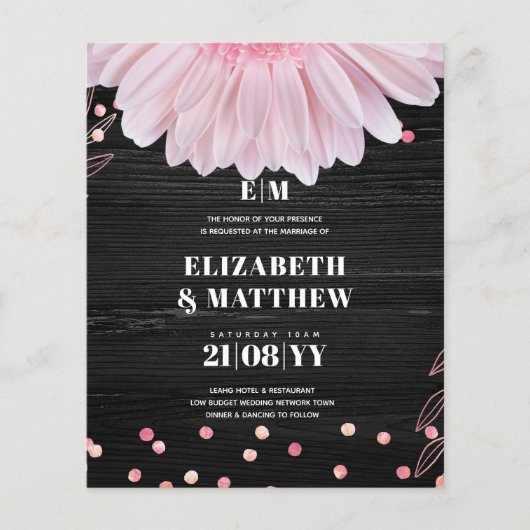 予算の最も低い結婚チラシのピンクブラックデイジー チラシ (正面)