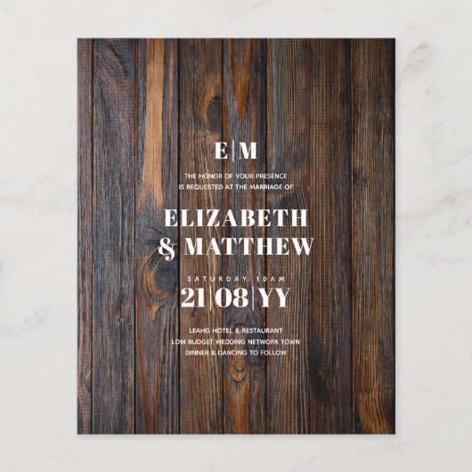 予算の最も低い結婚チラシのミニマ素朴リスト チラシ (正面)