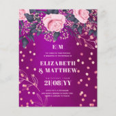 予算の最も低い結婚チラシ紫マゼンタピンクの花 チラシ (正面)