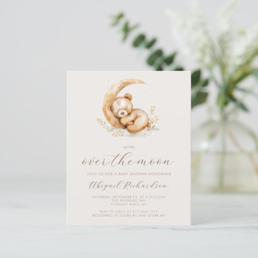 予算の月の上にBoho Teddyクマ赤ちゃんシャワー (スタンド正面)