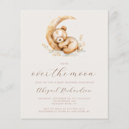 予算の月の上にBoho Teddyクマ赤ちゃんシャワー (正面)