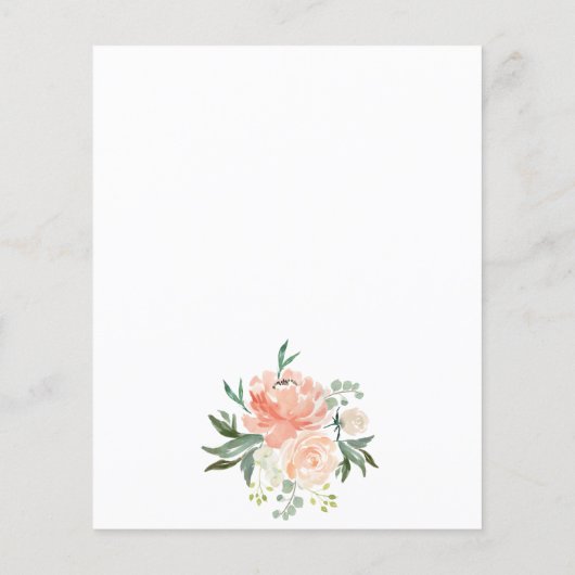 予算の桃とクリームブライダルシャワーの招待 (裏面)