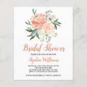 予算の桃とクリームブライダルシャワーの招待 (正面)