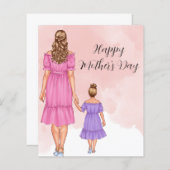予算の母と娘の母の日カード (正面/裏面)