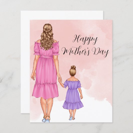 予算の母と娘の母の日カード (正面/裏面)
