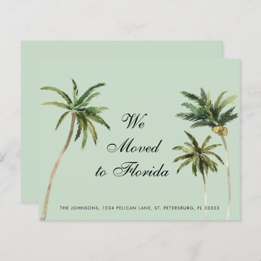 予算の水の色のヤシの木の移動のお知らせ (正面/裏面)