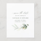 予算の水の色の葉の結婚式の日付を保存 (正面)