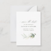 予算の水の色の葉の結婚式の日付を保存 ノートカード (正面)