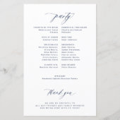 予算の海軍と白いエレガントな結婚式プログラム (裏面)