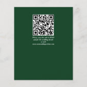 予算の白い緑のバラフローラ結婚式の招待 (裏面)