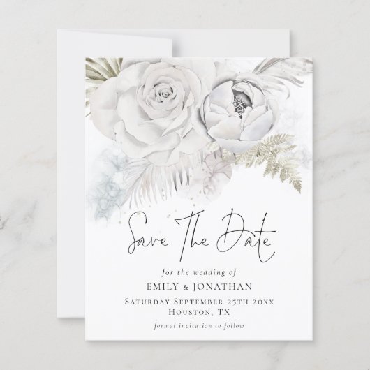 予算の白い花模様QRコード日付の保存 (正面)