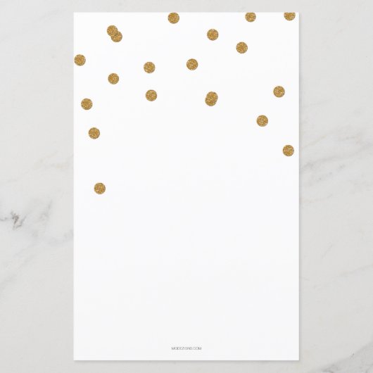 予算の白い金ゴールドの赤ちゃんシャワーの招待 (裏面)