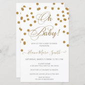 予算の白い金ゴールドの赤ちゃんシャワーの招待 (正面/裏面)