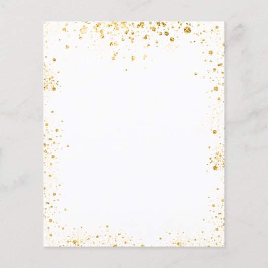 予算の白い金ゴールドグリッター結婚式プログラム詳細 (裏面)