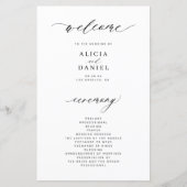 予算の白い黒い写真エレガントの結婚式プログラム (正面)