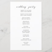 予算の白黒の書道結婚式プログラム (裏面)