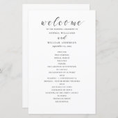 予算の白黒の書道結婚式プログラム (正面/裏面)