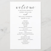 予算の白黒の書道結婚式プログラム (正面)