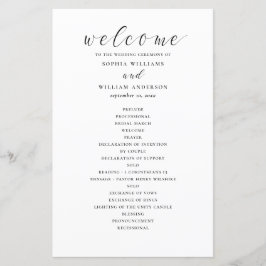 予算の白黒の書道結婚式プログラム