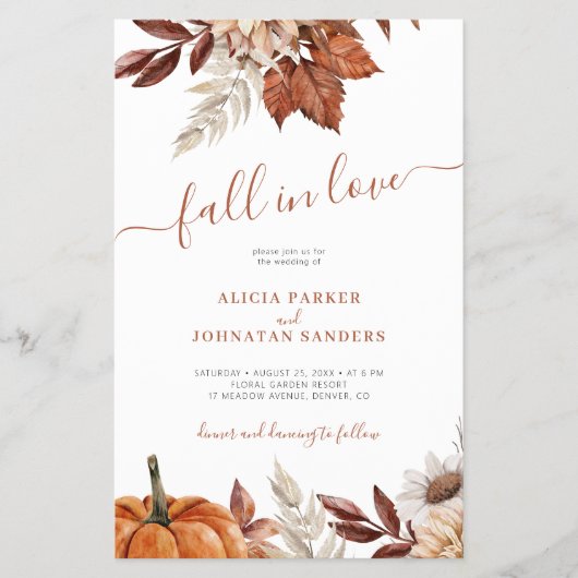 予算の秋すべてを愛する1つの結婚式招待状 チラシ (正面)