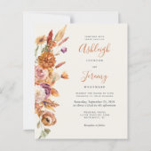 予算の秋のフローラ水の色の結婚式の招待 (正面)
