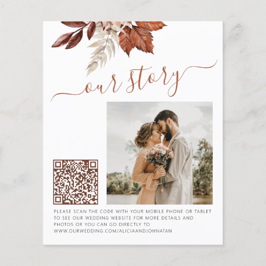 予算の秋の秋の結婚式写真QR日付を保存 (裏面)