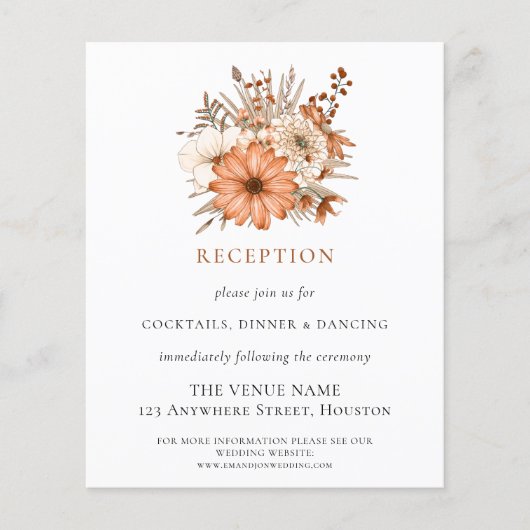 予算の秋の花模様ウェディングレセプション詳細 (正面)