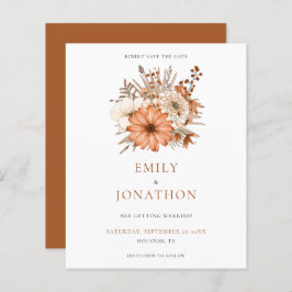 予算の秋の花模様結婚式の日付を保存