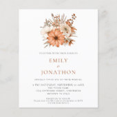 予算の秋の花模様QRコード結婚式の招待 (正面)