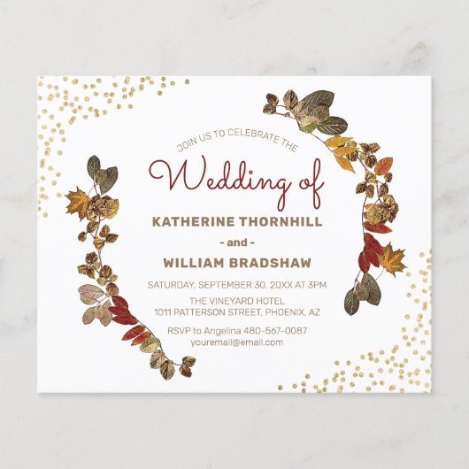 予算の秋結婚式招待状 (正面)