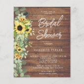 予算の素朴なひまわりブライダルシャワー招待 (正面)