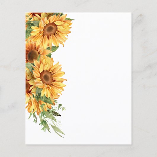 予算の素朴なひまわりブライダルシャワー招待 チラシ (裏面)