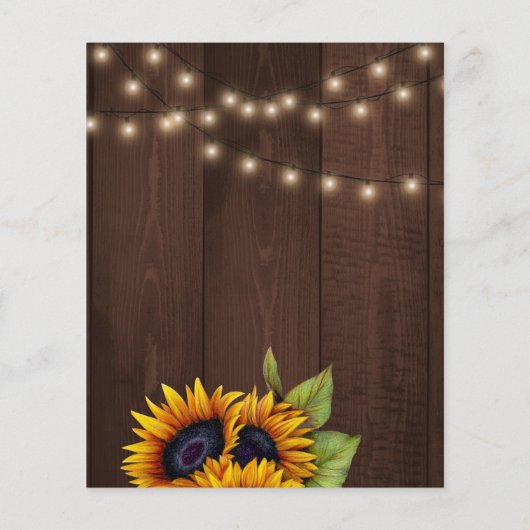 予算の素朴なひまわり赤ちゃんシャワー招待 (裏面)