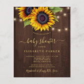 予算の素朴なひまわり赤ちゃんシャワー招待 (正面)