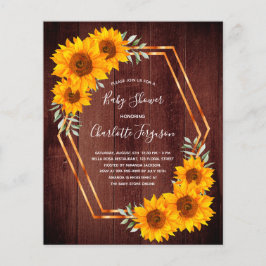 予算の素朴なひまわり赤ちゃんシャワー招待