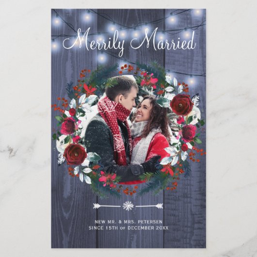 予算の素朴なクリスマスの新婚の写真の休日 チラシ (正面)