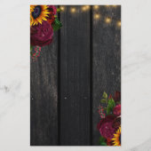 予算の素朴なヒマワリとバラ結婚のメニュー チラシ (裏面)