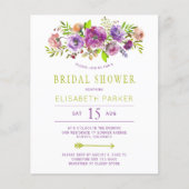 予算の素朴なフローラブライダルシャワー招待 (正面)