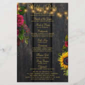 予算の素朴なフローラ木製のライト結婚式プログラム チラシ (裏面)