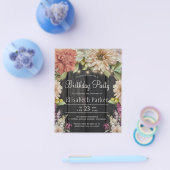 予算の素朴なフローラ誕生日パーティーの招待 チラシ (シングル)