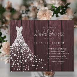 予算の素朴なブルゴーニュのブライダルシャワー招待