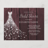 予算の素朴なブルゴーニュのブライダルシャワー招待 (正面)