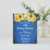 予算の素朴なブルーデニムひまわり花招待 (スタンド正面)