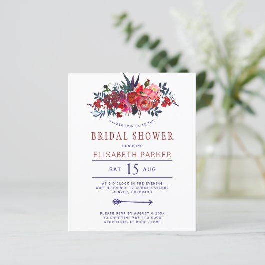 予算の素朴なボヘミアンのブライダルシャワー招待 (スタンド正面)