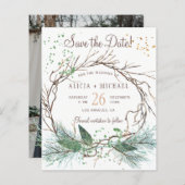 予算の素朴な冬の結婚式PHOTO日付を保存 (正面/裏面)