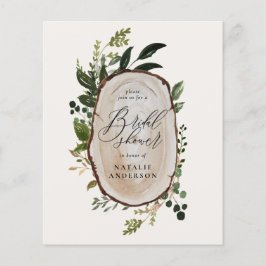 予算の素朴な木切りブライダルシャワー招待 チラシ