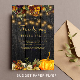 予算の素朴な木材の友達夕食の招待 チラシ