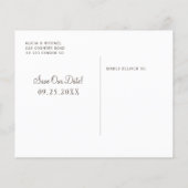 予算の素朴な木製の結婚式は日付はがきを保存 (裏面)